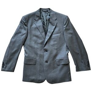 Jos A. Bank Men's 100% Wool Grey‎ Herringbone with Rust Stripe Blazer- Size 42S